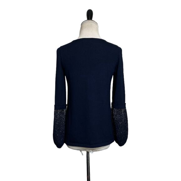 Kaia Collective navy blue long decorated sleeves sweater size XS - Picture 9 of 10